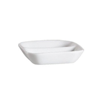 CAC China 101-SQ2 Porcelain Bone White Square Lincoln Divided Sauce Dish (4 Dozen Per Case)