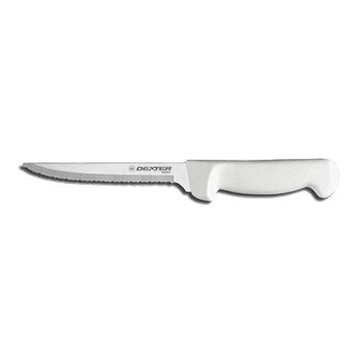 Dexter 31628 8" Scalloped Edge Utility Knife with White Handle