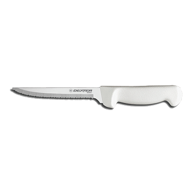 Dexter 31628 8" Scalloped Edge Utility Knife with White Handle