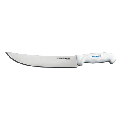 Dexter 24073 10" White SofGrip Cimeter Steak Knife with Rubber Handle