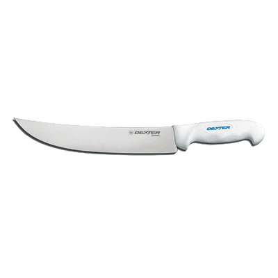 Dexter 24073 10" White SofGrip Cimeter Steak Knife with Rubber Handle