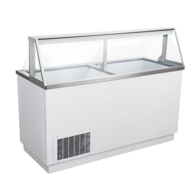Admiral Craft USDP-67 Black Diamond 67.75" W White Stainless Steel Ice Cream Dipping Cabinet - 115 Volts