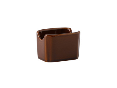 Tuxton BAQ-034 China Sugar Packet Holder / Caddy 3-1/2" x 2-7/8" x 2-3/8" Caramel - 1 Dozen Per Case (1 Dozen)