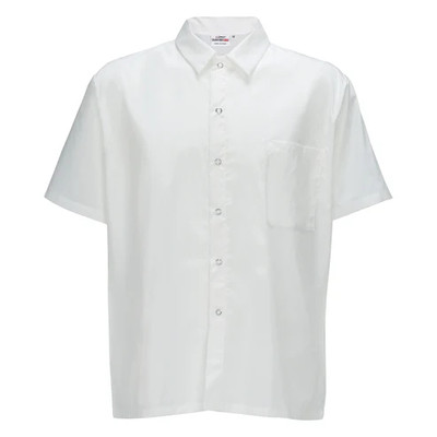 Winco UNF-1WL White Broadway Chef Shirt with Single Chest Pocket