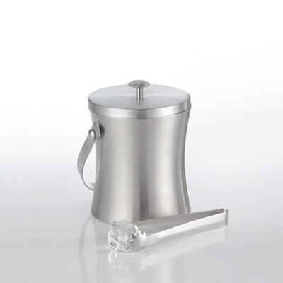 American Metalcraft ISSB6 Double Wall Stainless Steel 34 Oz. Ice Bucket with Ice Tong