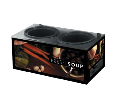 Vollrath 7203002 Cayenne Twin 7 Qt. Well Soup Merchandiser Base with Tuscan Graphics - 120V, 700W