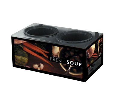 Vollrath 7203002 Cayenne Twin 7 Qt. Well Soup Merchandiser Base with Tuscan Graphics - 120V, 700W