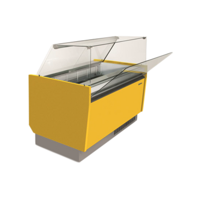 Infrico USA IDC-VBZ12U 51.56" W Stainless Steel Slanted Glass Display Case-Ice Cream 10 Cu. Ft. - 115 Volts