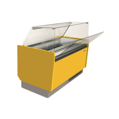 Infrico USA IDC-VBZ12U 51.56" W Stainless Steel Slanted Glass Display Case-Ice Cream 10 Cu. Ft. - 115 Volts