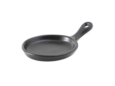 Tuxton GLD-650 5" 6-1/2 Oz. Porcelain Matte Black Round Mini Skillet (1 Dozen)