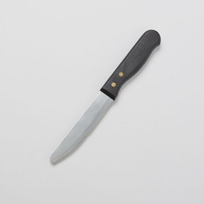 American Metalcraft KNF6 5" Stainless Steel Steak Knife with Jumbo Black Plastic Handle - 12" Dozen per Case