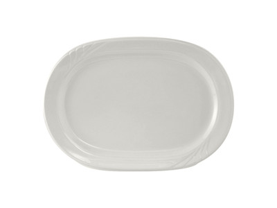 Tuxton YPH-102 Porcelain Porcelain White Oval RacetRack Platter (2 Dozen Per Case)