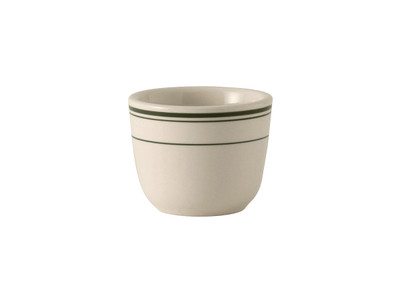 Tuxton TGB-045 China Chinese Tea Cup 4-1/2 Oz. American White/Eggshell With Green Band - 3 Dozen Per Case (3 Dozen Per Case)
