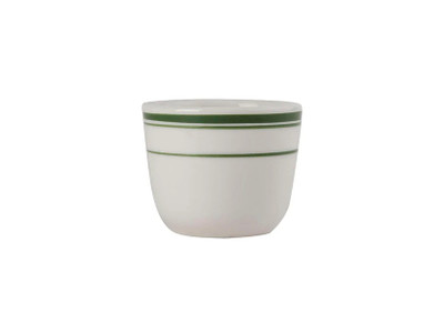 Tuxton TGB-045 China Chinese Tea Cup 4-1/2 Oz. American White/Eggshell With Green Band - 3 Dozen Per Case (3 Dozen Per Case)