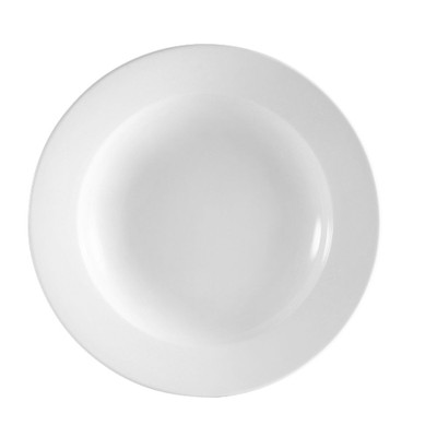 CAC China RCN-120 12" Dia. 26 Oz. Super White Porcelain Round Clinton Pasta Bowl (1 Dozen)