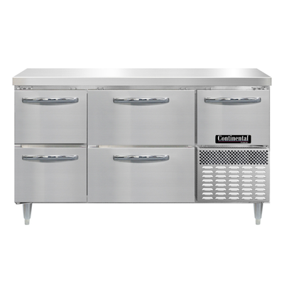 Continental Refrigerator DFA60NSS-D 60"W Two Drawer and Two Door Designer Line Freezer Base Worktop Unit