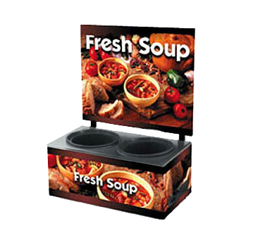 Vollrath 7203103 Cayenne Twin Well Soup Merchandiser Base with Menu Board and Country Kitchen Graphics - 120V, 700W