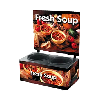 Vollrath 7203103 Cayenne Twin Well Soup Merchandiser Base with Menu Board and Country Kitchen Graphics - 120V, 700W