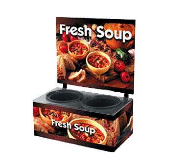 Vollrath 7203103 Cayenne Twin Well Soup Merchandiser Base with Menu Board and Country Kitchen Graphics - 120V, 700W