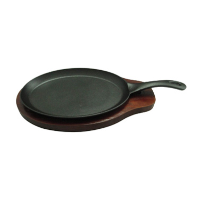 Winco FS-2 10" Cast Iron Oval Fajita Server Set (2 Pieces Per Set)