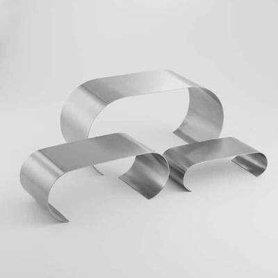 American Metalcraft CRS3 8.25" L x 4" W x 2" H Stainless Steel Riser Set