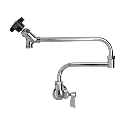Fisher 54836 Single Hole 12" Control Swing Spout & 12" Double-Jointed Assembly 1/2" NPT Male Inlet Stainless Steel Backsplash Mount Faucet