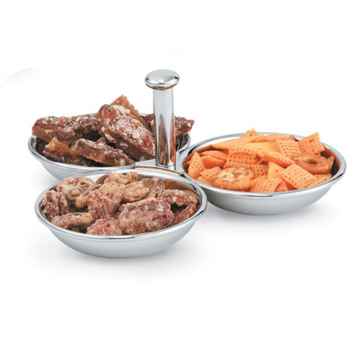Vollrath 46636 4 Oz. Stainless Steel 3 Bowl Server / Caddy