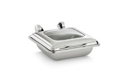 Vollrath 4644020 Mirage 5.6 Qt. 2/3 Size Square Induction Chafer With Glass Top And 2/3 Size 2.5" Stainless Steel Food Pan