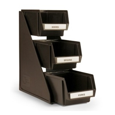 Vollrath 4842-06 Black Self-Serve Condiment Bin Stand Set With 3 Tier Stand And 8" Condiment Bins