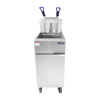 Atosa ATFS-50ES 50 Lbs. All Stainless Steel Floor Model Natural Gas Deep Fryer - 88,000 BTU