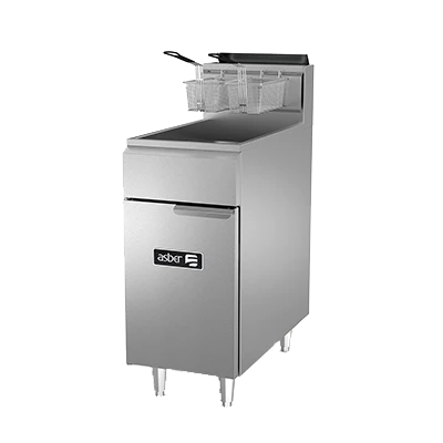 Asber AEF-50-S-NG 50 Lbs. Stainless Steel Natural Gas Fryer - 114,000 BTU