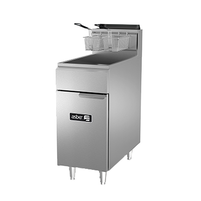 Asber AEF-50-S-NG 50 Lbs. Stainless Steel Natural Gas Fryer - 114,000 BTU