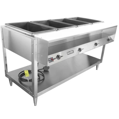 Vollrath 38118 4 Pan Electric ServeWell Hot Food Table Open Shelf Base - 208-240 Volts