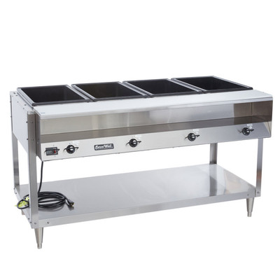 Vollrath 38004 4 Pan Electric ServeWell Hot Food Table Open Shelf Base - 120 Volts