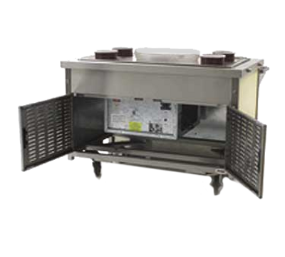 Eagle Group DCS4-CFURN 64&quot;W x 30&quot;D x 34&quot;H Stainless Steel 4 Pan Refrigerated Cold Pan Unit Self-Contained Open Rear Director's Choice Refrigerated Cold Pan Unit