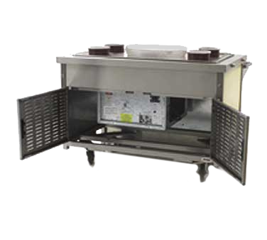 Eagle Group DCS4-CFURN 64"W x 30"D x 34"H Stainless Steel 4 Pan Refrigerated Cold Pan Unit Self-Contained Open Rear Director's Choice Refrigerated Cold Pan Unit