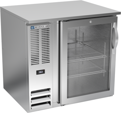 Beverage Air BB36HC-FG-S 36" W One-Section Glass Door Refrigerated Food Rated Back Bar Storage Cabinet - 115 Volts