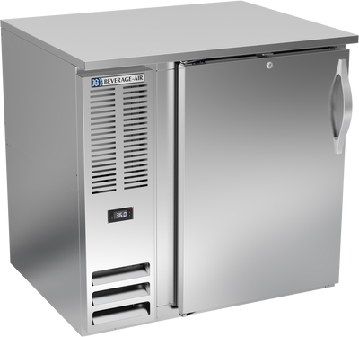 Beverage Air BB36HC-S 36" W Stainless Steel One-Section Solid Door Refrigerated Back Bar Storage Cabinet - 115 Volts