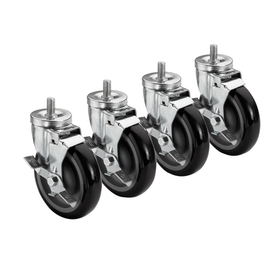 Krowne 28-146S 5" Threaded Stem Caster with Brake - 4/Set