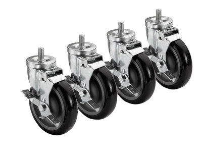 Krowne 28-146S 5" Threaded Stem Caster with Brake - 4/Set