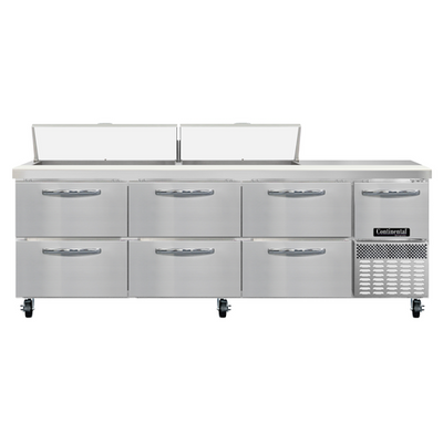 Continental Refrigerator RA93N18-D 93" W Four-Section One Door Refrigerated Base Sandwich Unit