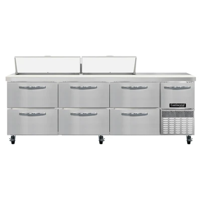 Continental Refrigerator RA93N18-D 93" W Four-Section One Door Refrigerated Base Sandwich Unit