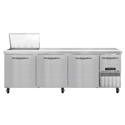 Continental Refrigerator RA93N12M 93" W Three-Section One Door Refrigerated Base Sandwich Unit