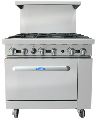 Atosa AGR-6B-LP 36" W Liquid Propane 6 Open Burners 1 Oven Stainless Steel Cookrite Range - 219,000 BTU
