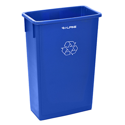 Alpine ALP477-R-BLU Blue 23 Gallon 20"W x 11"D x 30"H Slim Recycle Waste Bin