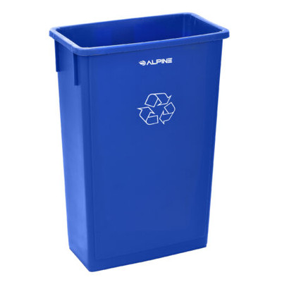 Alpine ALP477-R-BLU Blue 23 Gallon 20"W x 11"D x 30"H Slim Recycle Waste Bin