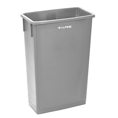 Alpine ALP477-GRY Gray 23 Gallon 20"W x 11"D x 30"H Gray Slim Trash Can