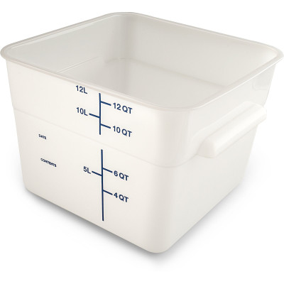 Carlisle 11964PE02 12 Qt. White Square Polyethylene Squares Food Storage Container