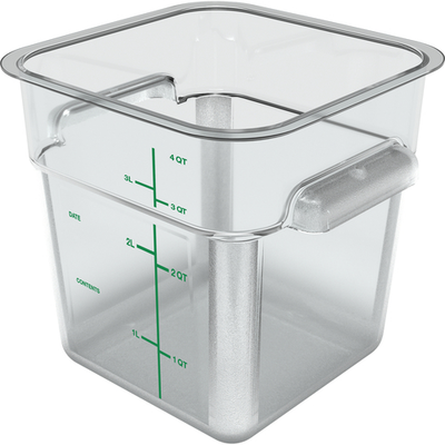 Carlisle 1195107 4 Qt. Polycarbonate Clear Squares Food Storage Container