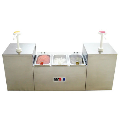 Winco 52001 Benchmark Condiment Station 1.5 Gallon Or 3 Qt. Stainless Steel Jars (3) 4" Deep 1/9-Size Pan Inserts